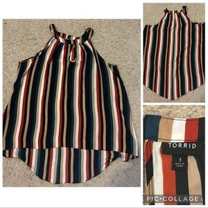 Torrid Striped Halter Top - Black, Orange, Blue, White